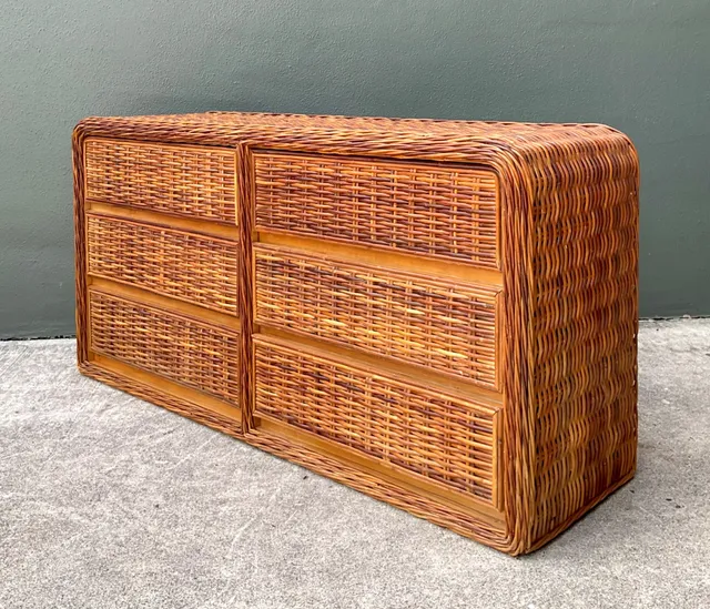 Vintage Woven Rattan Dresser - Rattan, 60W x 29.75H — additional photo 8