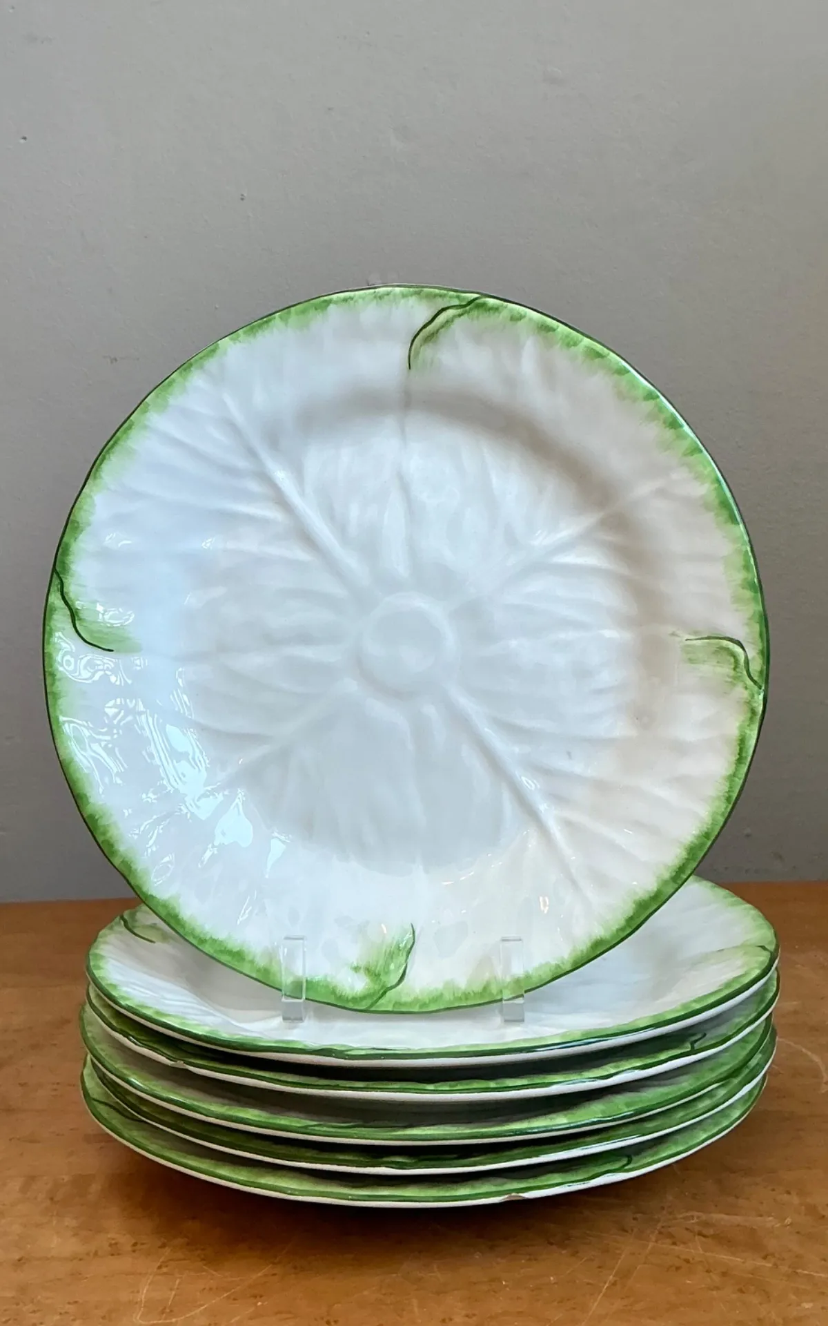 Set of 6 Vintage Tiffany and Co Ceramiche Cabbage Leaf Plates — additional photo 6