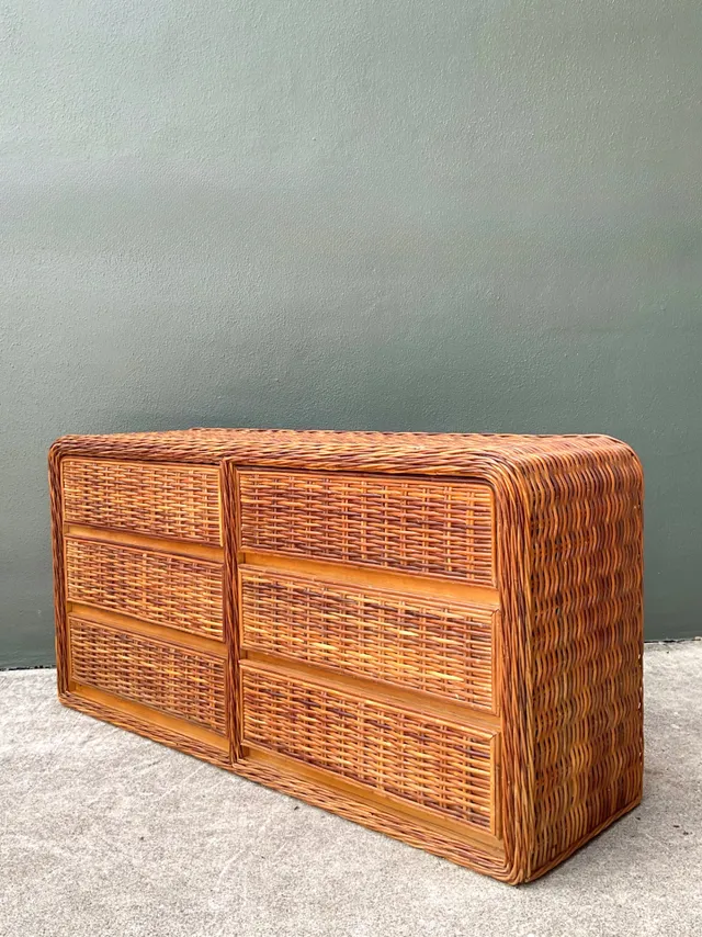 Vintage Woven Rattan Dresser - Rattan, 60W x 29.75H — additional photo 7
