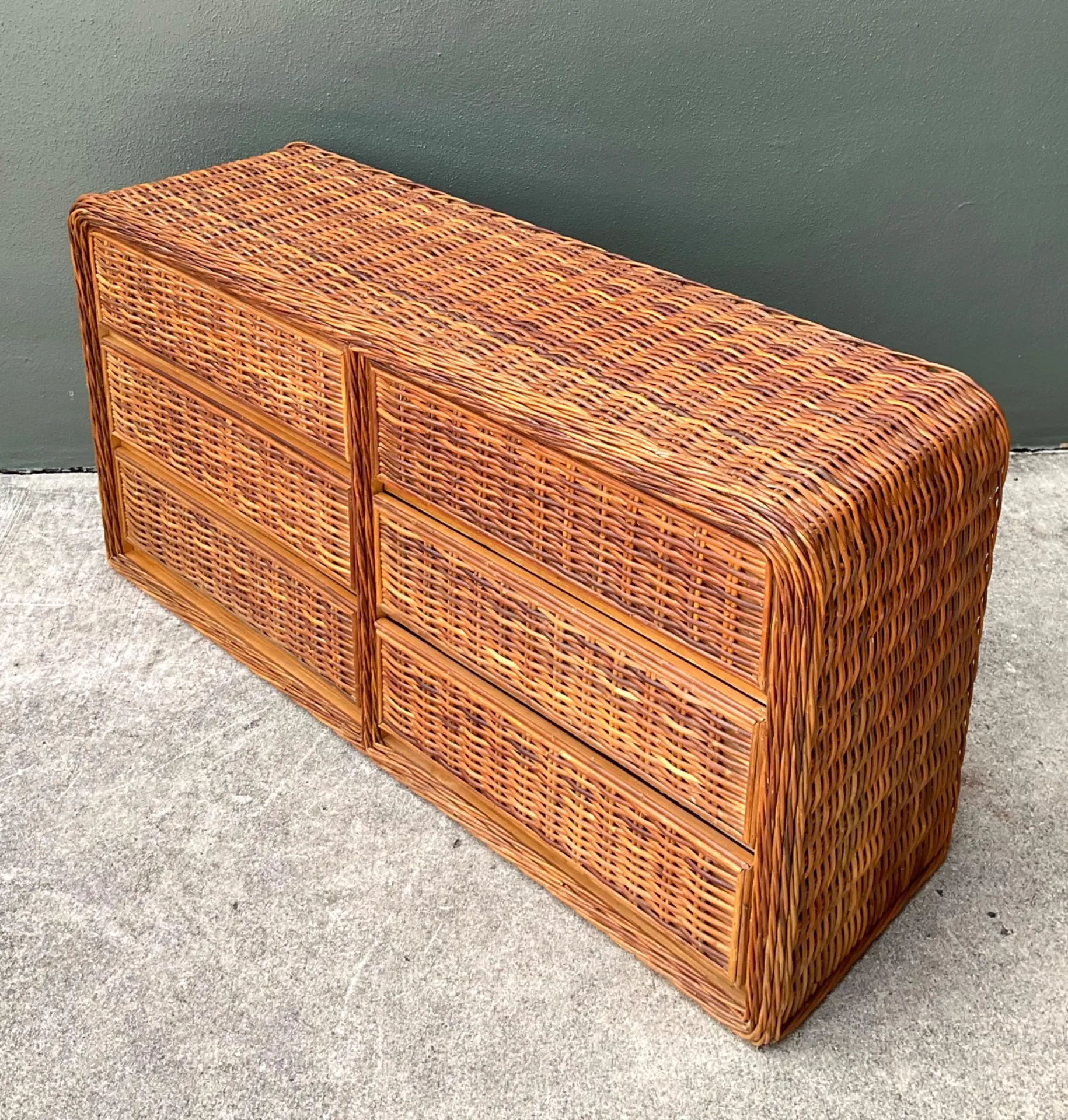 Vintage Woven Rattan Dresser - Rattan, 60W x 29.75H — additional photo 5