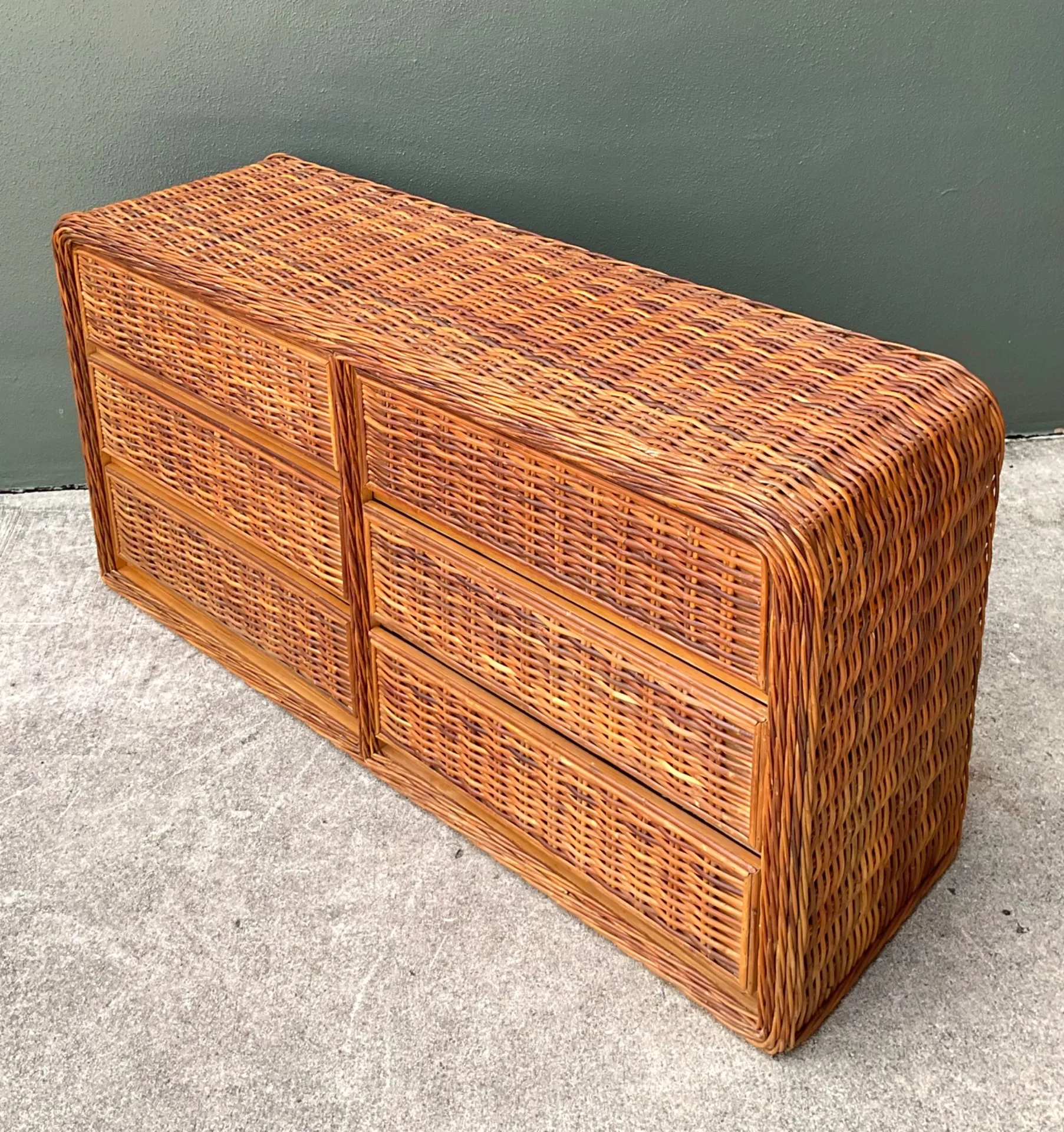 Vintage Woven Rattan Dresser - Rattan, 60W x 29.75H — additional photo 3