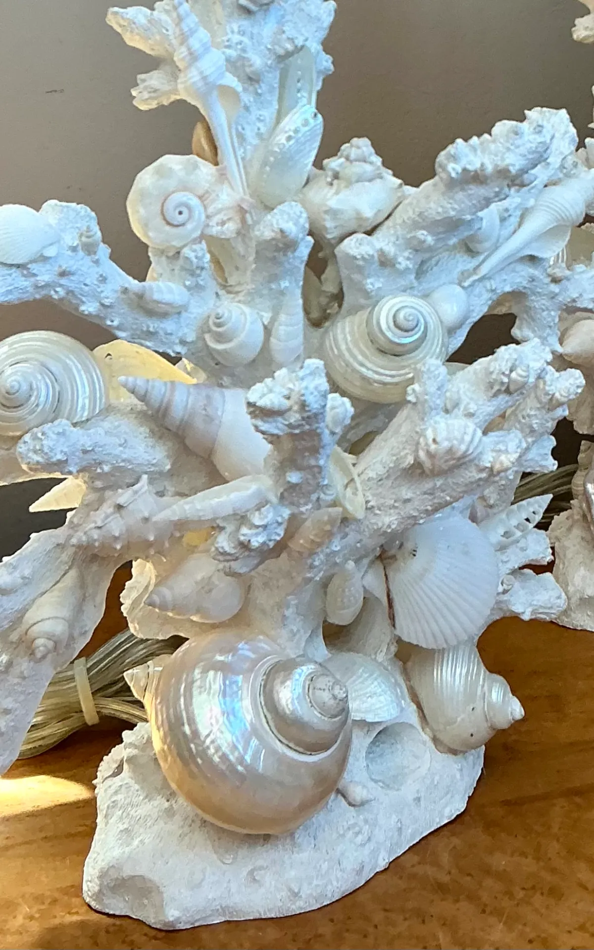 Pair of Vintage Shell and Plaster Faux Coral Table Lamps — additional photo 7