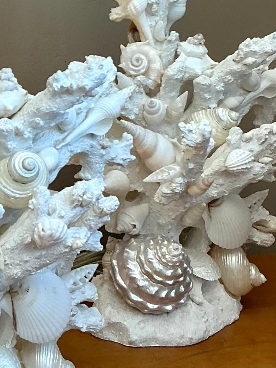 Pair of Vintage Shell and Plaster Faux Coral Table Lamps — additional photo 5