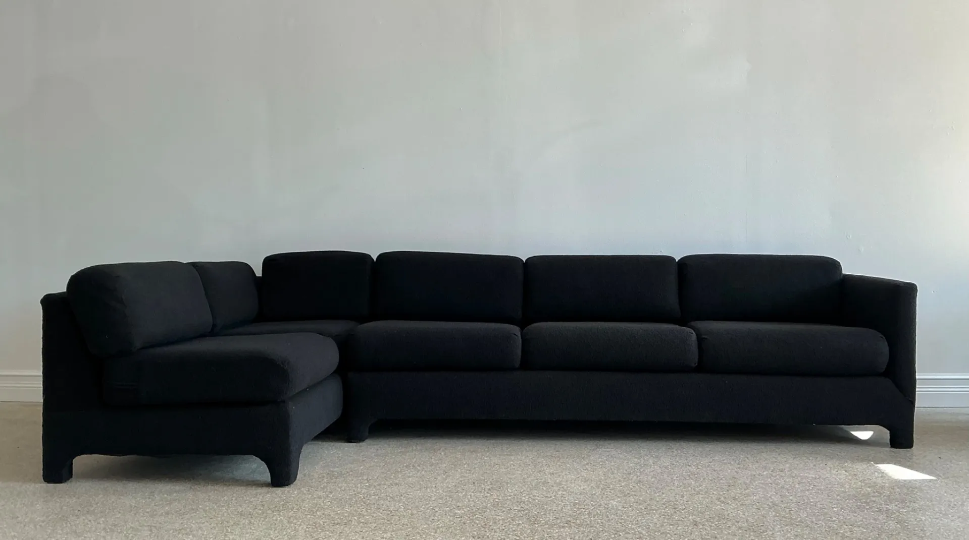 Vintage Black Boucle Sectional Sofa After Milo Baughman — additional photo 7