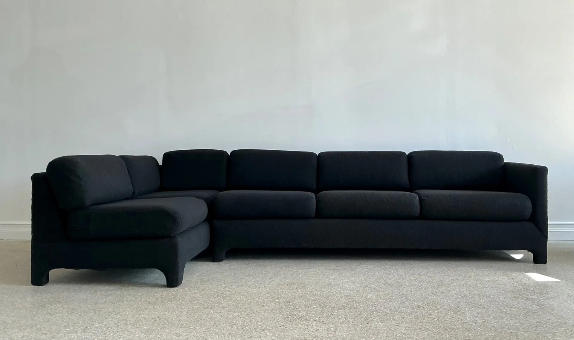 Vintage Black Boucle Sectional Sofa After Milo Baughman — additional photo 8