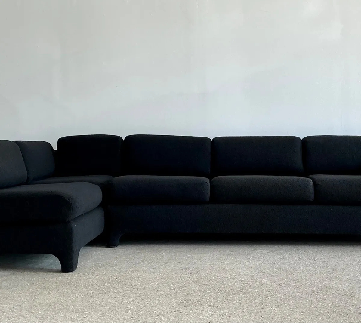 Vintage Black Boucle Sectional Sofa After Milo Baughman — additional photo 2
