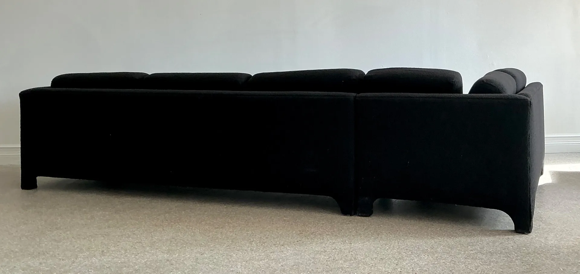 Vintage Black Boucle Sectional Sofa After Milo Baughman — additional photo 5