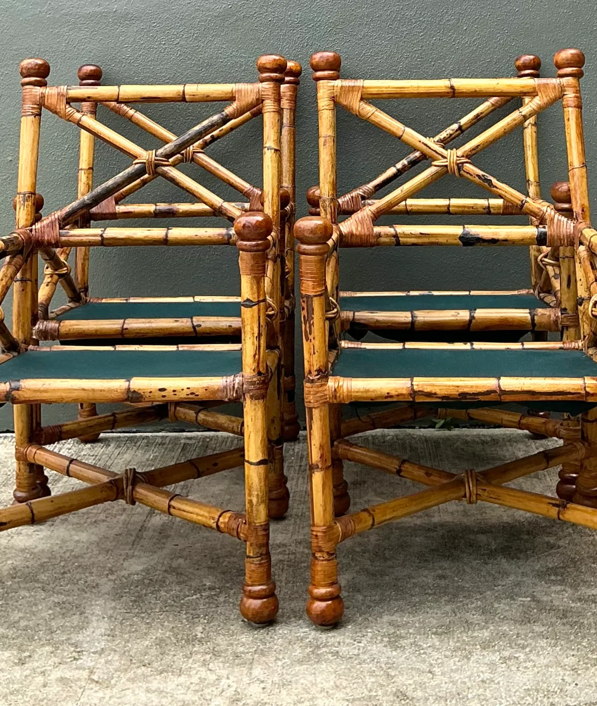 Vintage Bamboo X-Backdining Chairs - Set of 4