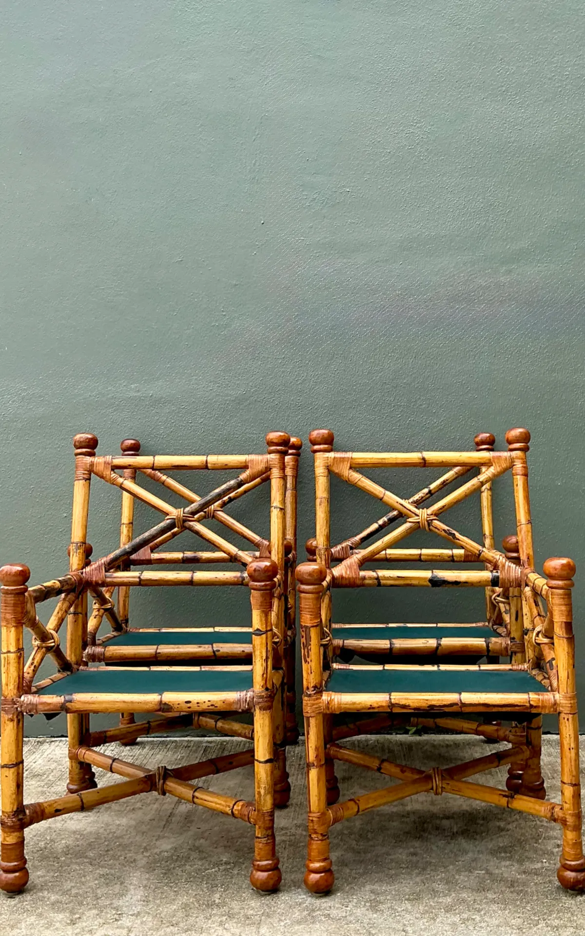 Vintage Bamboo X-Backdining Chairs - Set of 4 — additional photo 4
