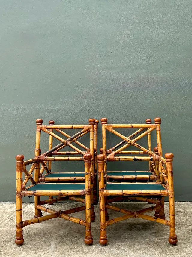 Vintage Bamboo X-Backdining Chairs - Set of 4 — additional photo 4