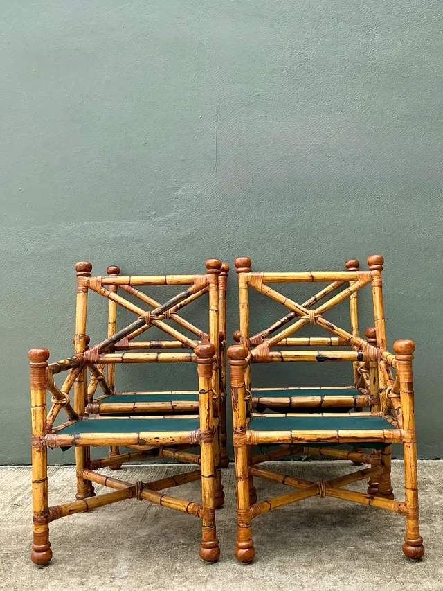 Vintage Bamboo X-Backdining Chairs - Set of 4 — additional photo 6