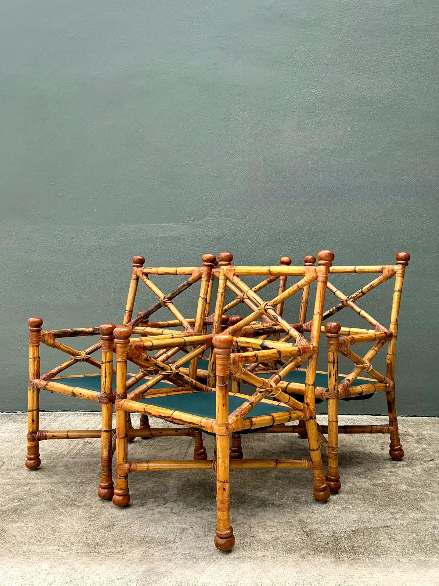 Vintage Bamboo X-Backdining Chairs - Set of 4 — additional photo 5