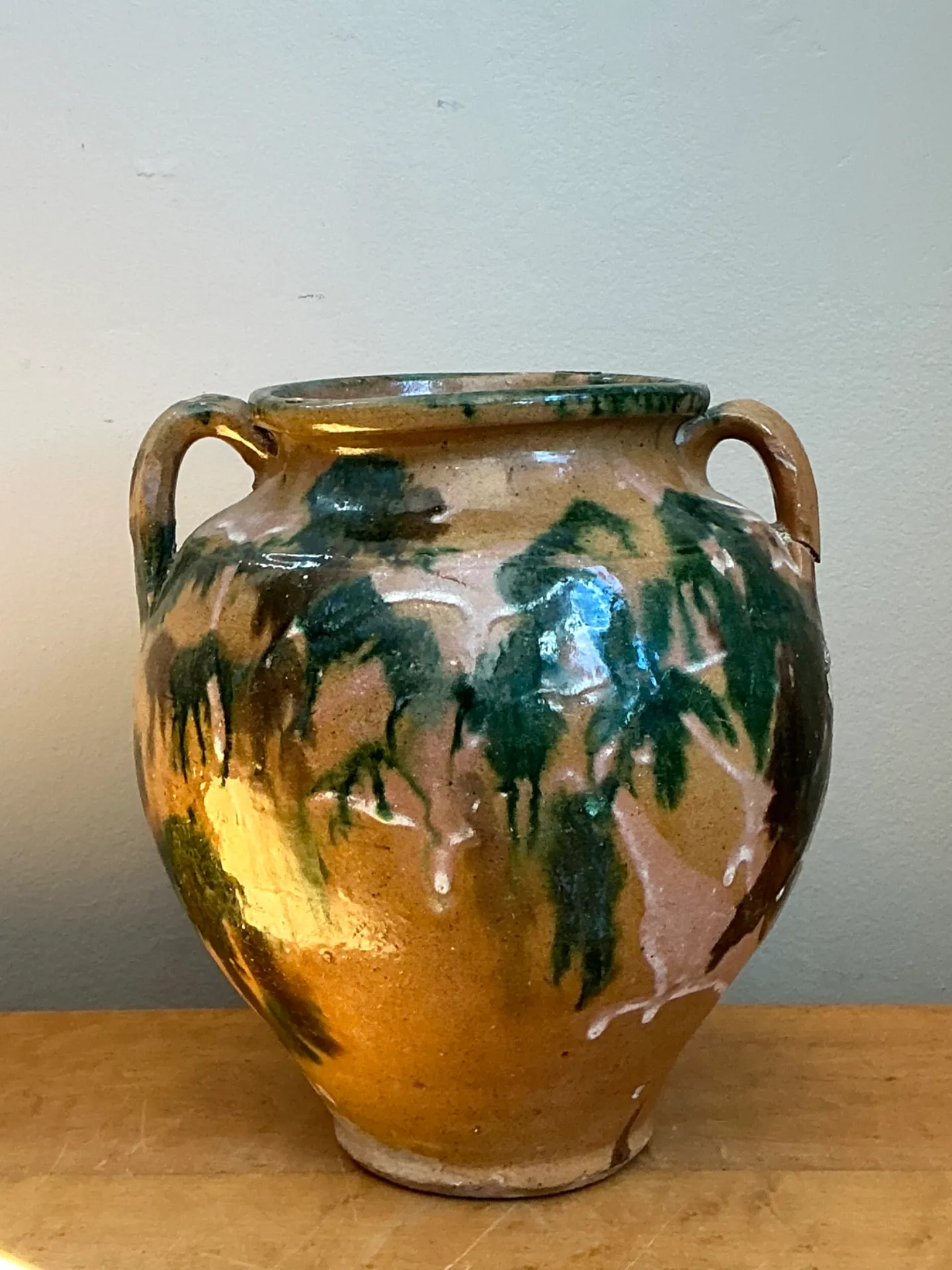 Vintage Multicolor Glazed Pottery Vase — additional photo 2