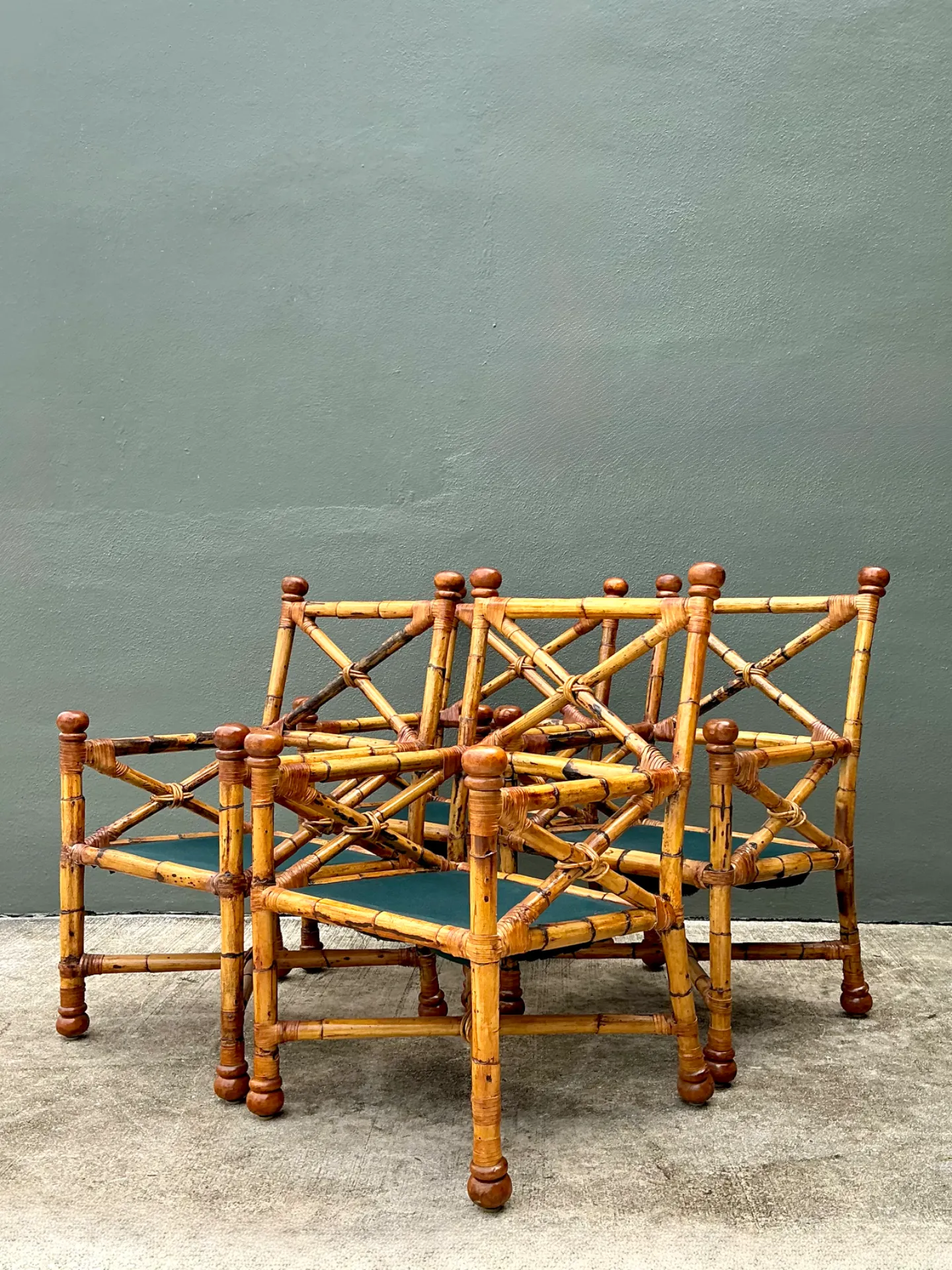 Vintage Bamboo X-Backdining Chairs - Set of 4 — additional photo 8
