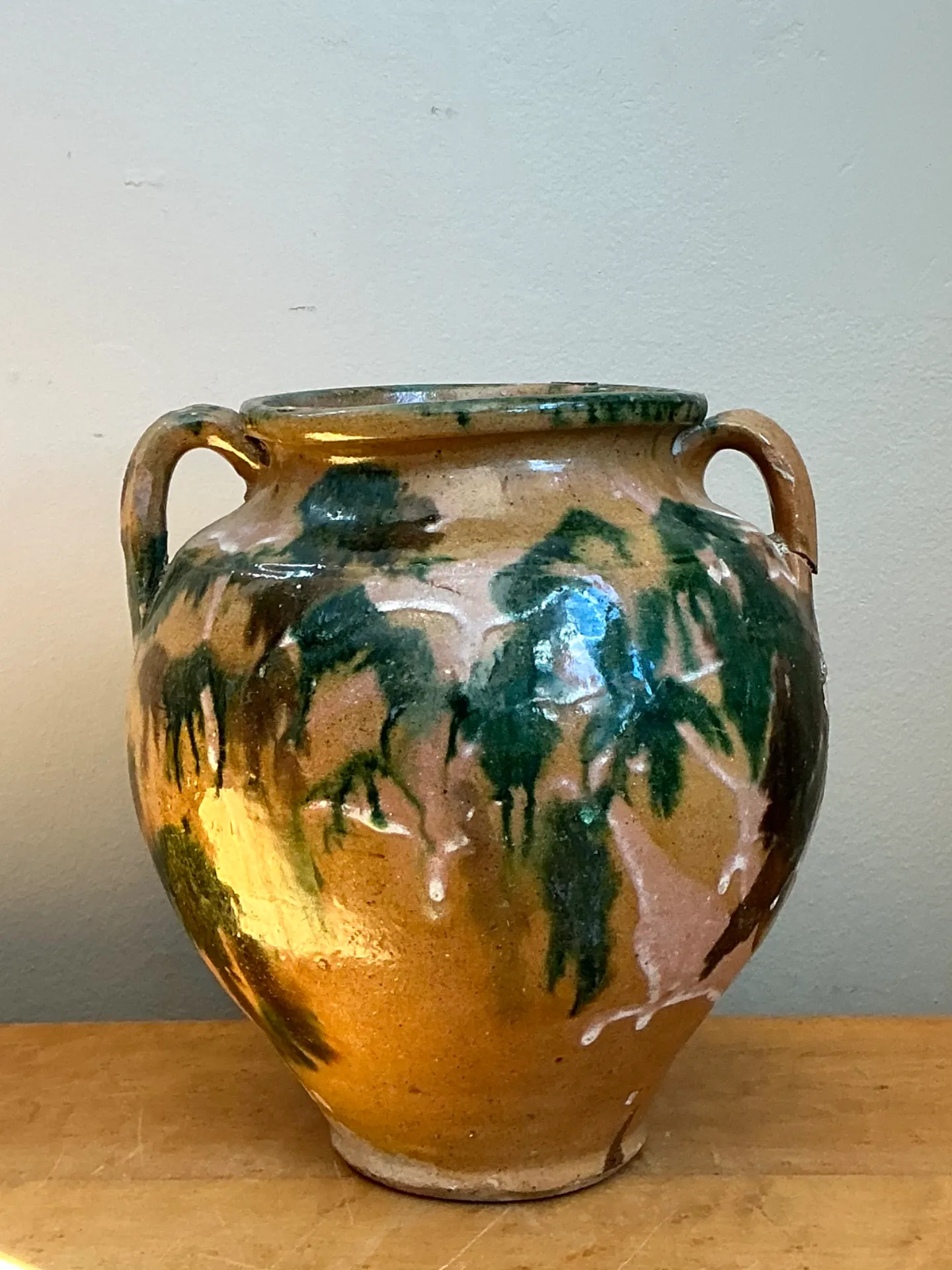 Vintage Multicolor Glazed Pottery Vase — additional photo 5