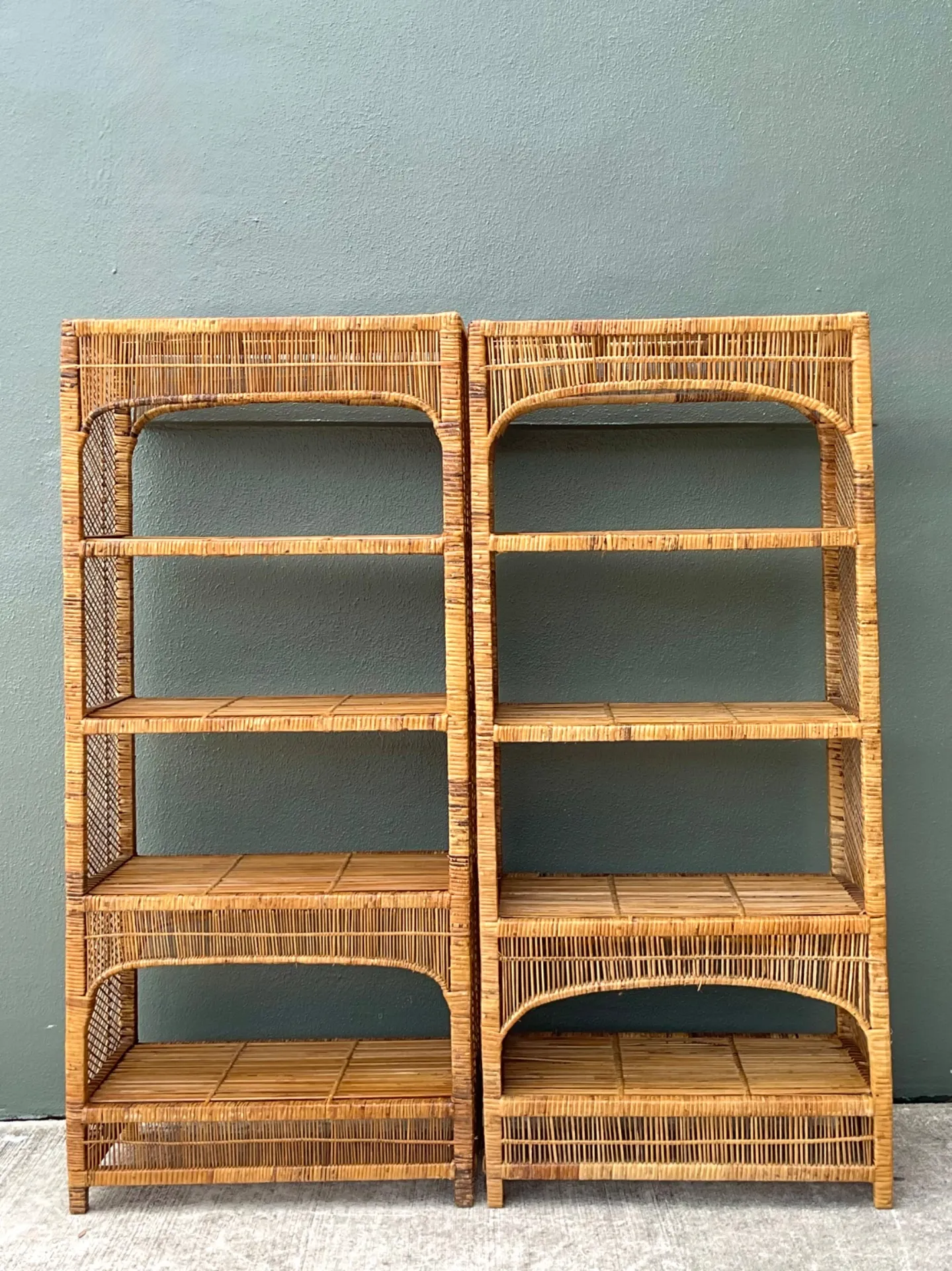 Vintage Woven Rattan Low Etagere - Set Of 2 — additional photo 4