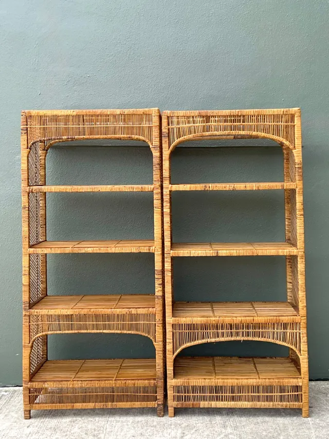 Vintage Woven Rattan Low Etagere - Set Of 2 — additional photo 4