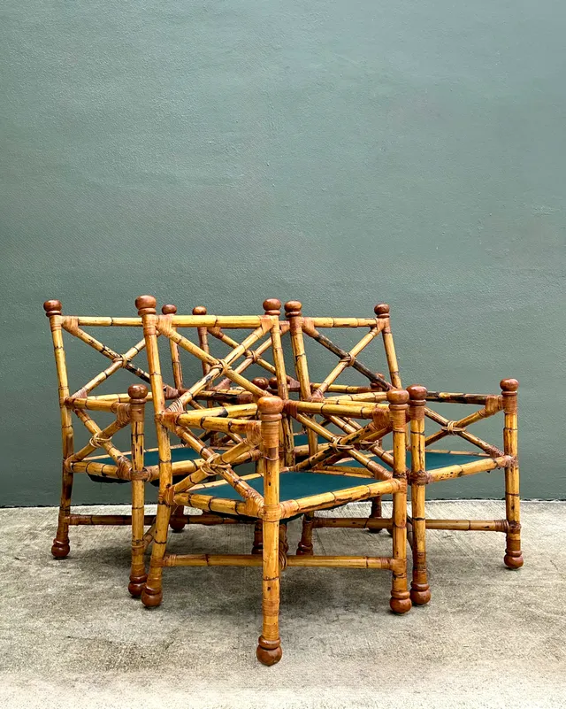 Vintage Bamboo X-Backdining Chairs - Set of 4 — additional photo 2