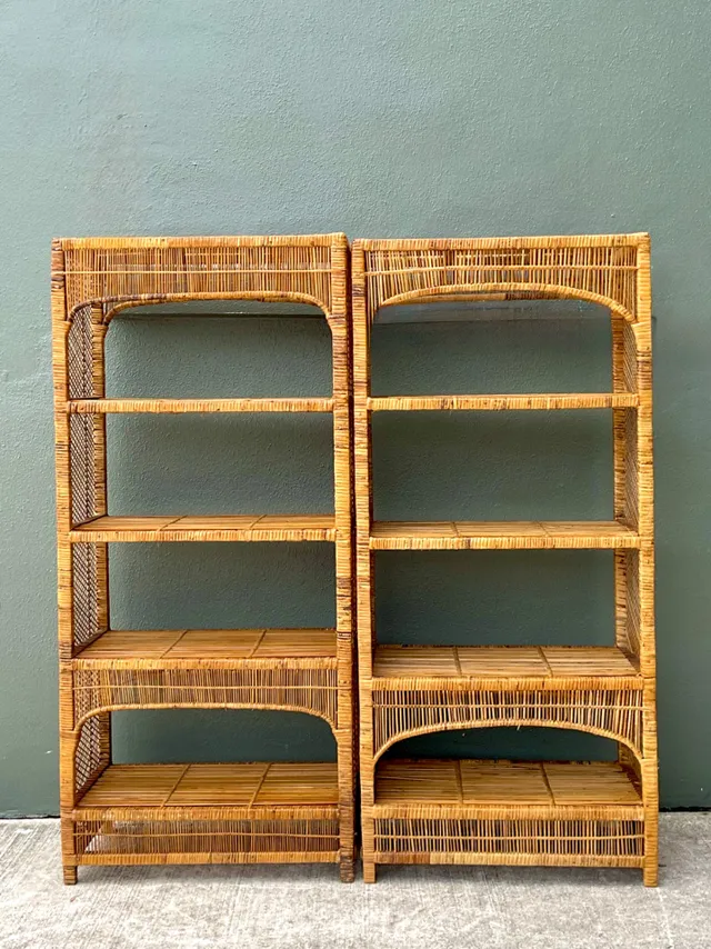 Vintage Woven Rattan Low Etagere - Set Of 2 — additional photo 7