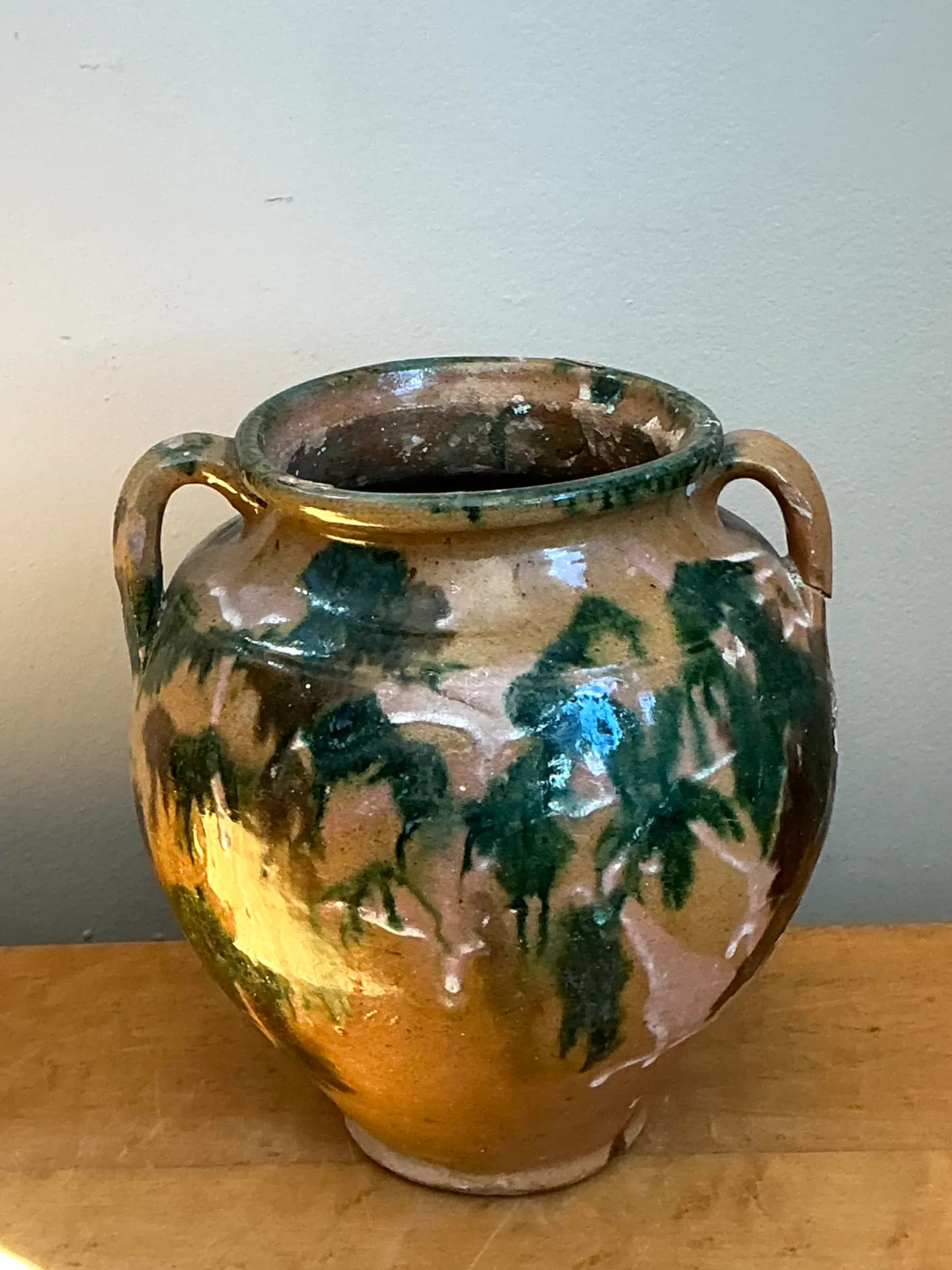 Vintage Multicolor Glazed Pottery Vase — additional photo 4