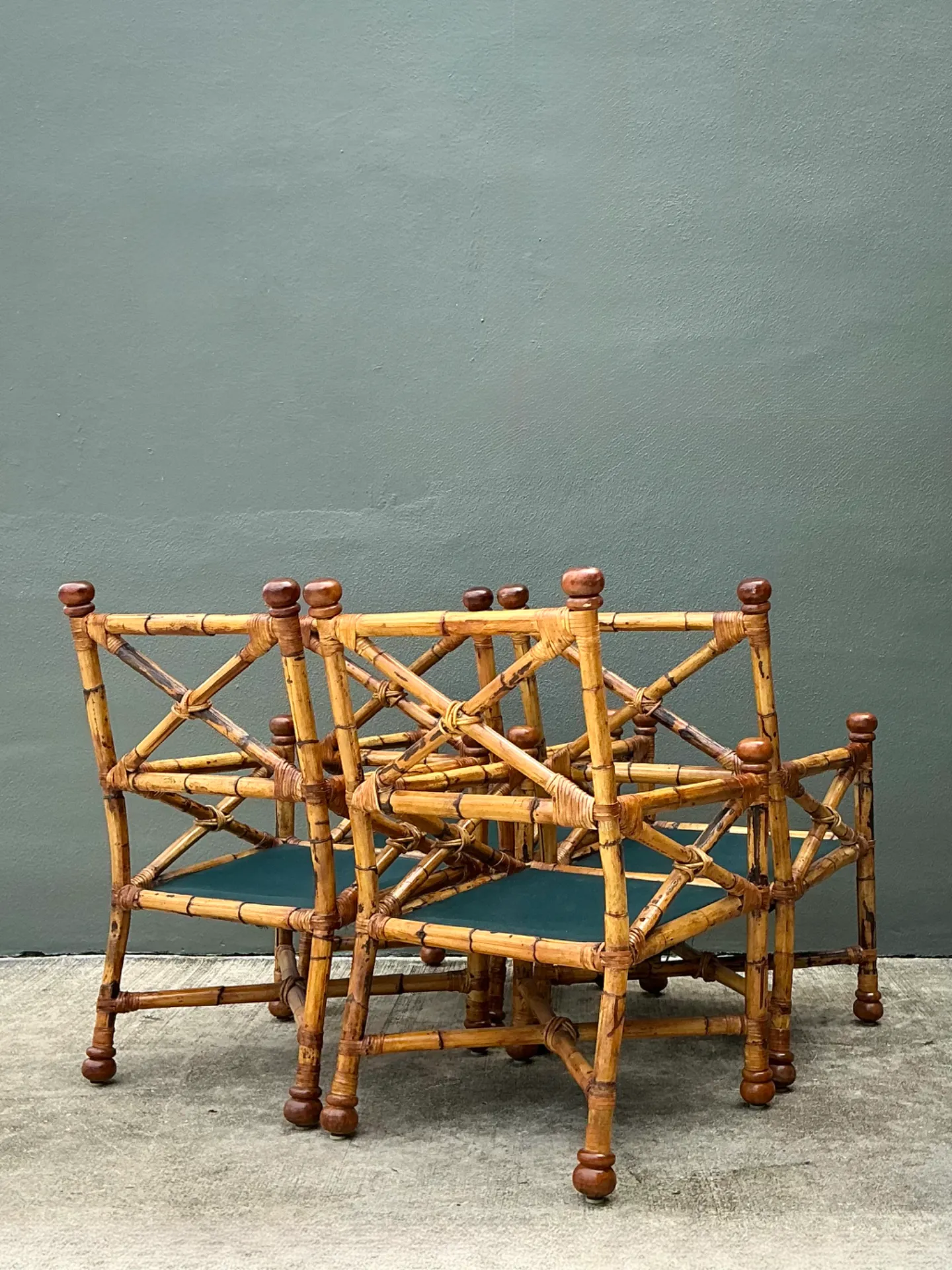 Vintage Bamboo X-Backdining Chairs - Set of 4 — additional photo 3