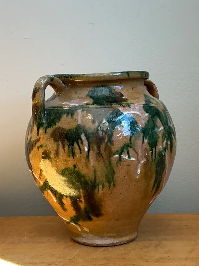 Vintage Multicolor Glazed Pottery Vase — additional photo 3