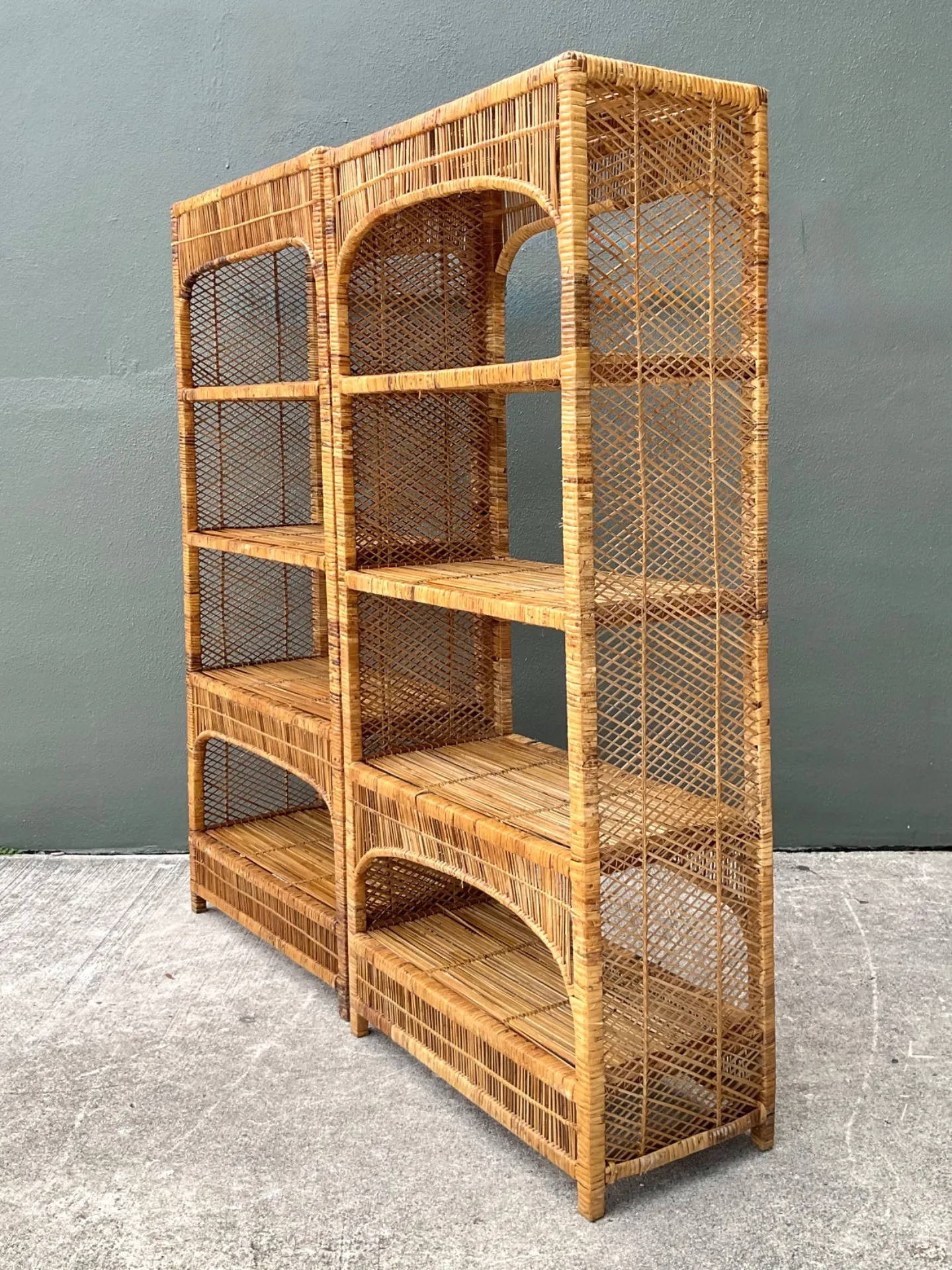 Vintage Woven Rattan Low Etagere - Set Of 2 — additional photo 6
