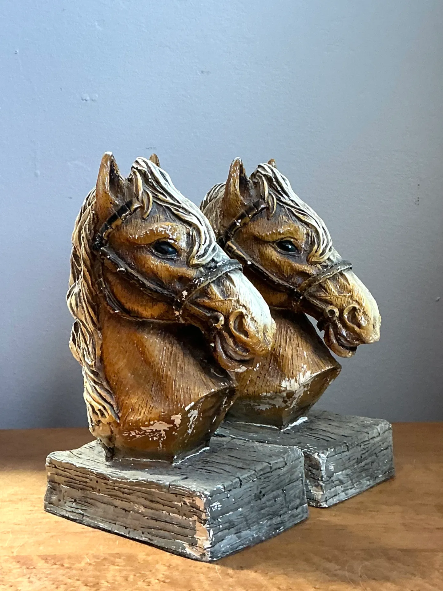 Vintage Horse Head Plaster Bookends - Pair — additional photo 4