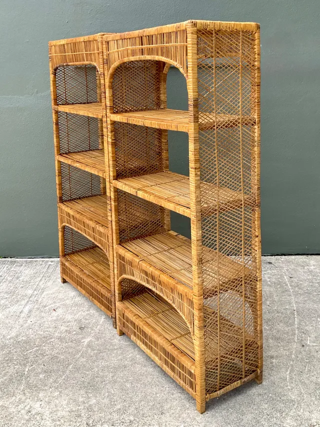 Vintage Woven Rattan Low Etagere - Set Of 2 — additional photo 3
