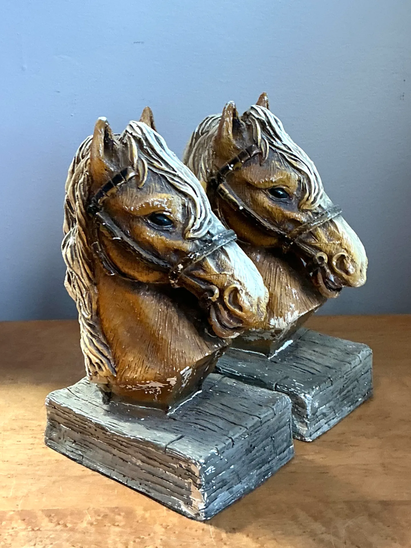 Vintage Horse Head Plaster Bookends - Pair — additional photo 2