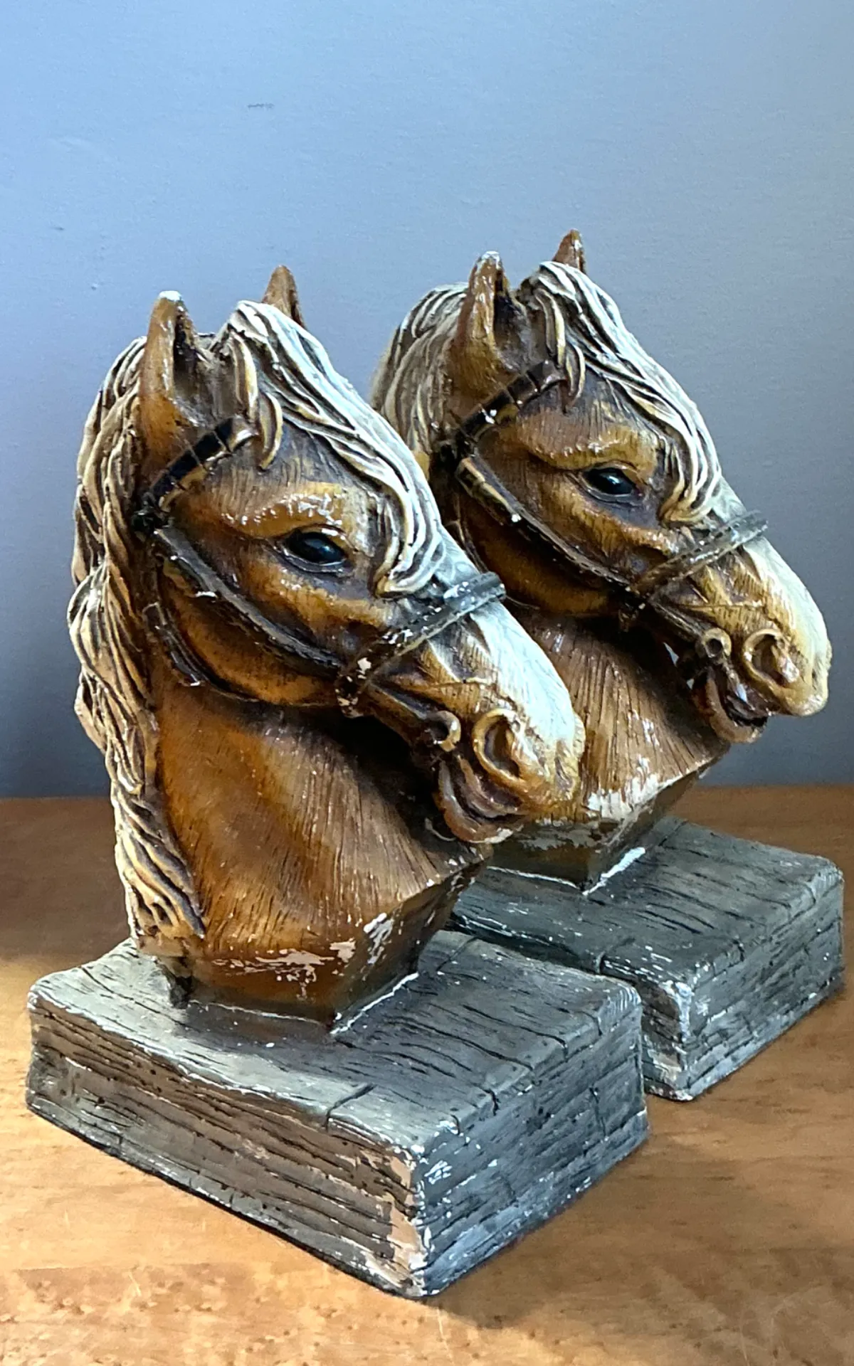 Vintage Horse Head Plaster Bookends - Pair — additional photo 2