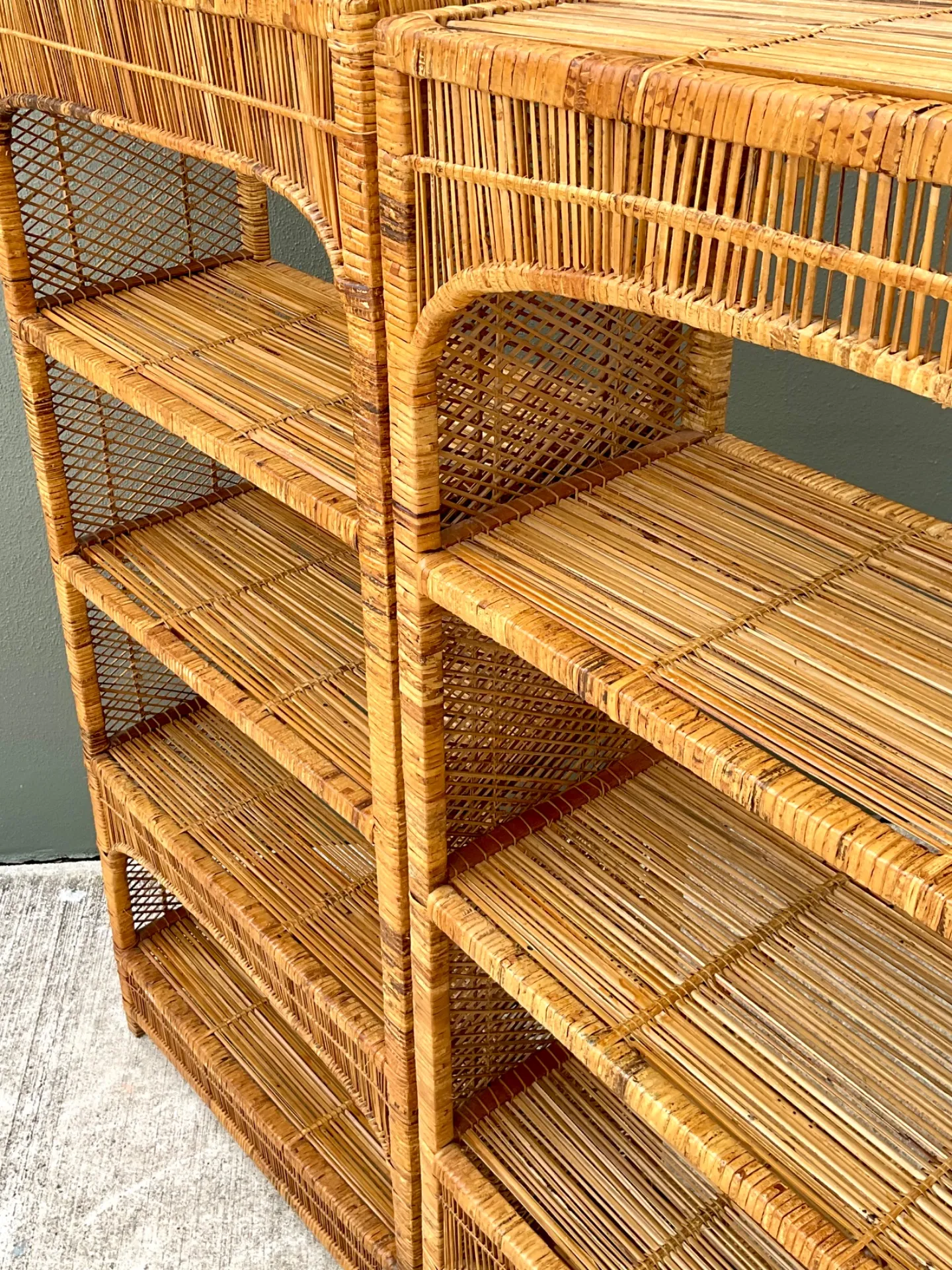 Vintage Woven Rattan Low Etagere - Set Of 2 — additional photo 5