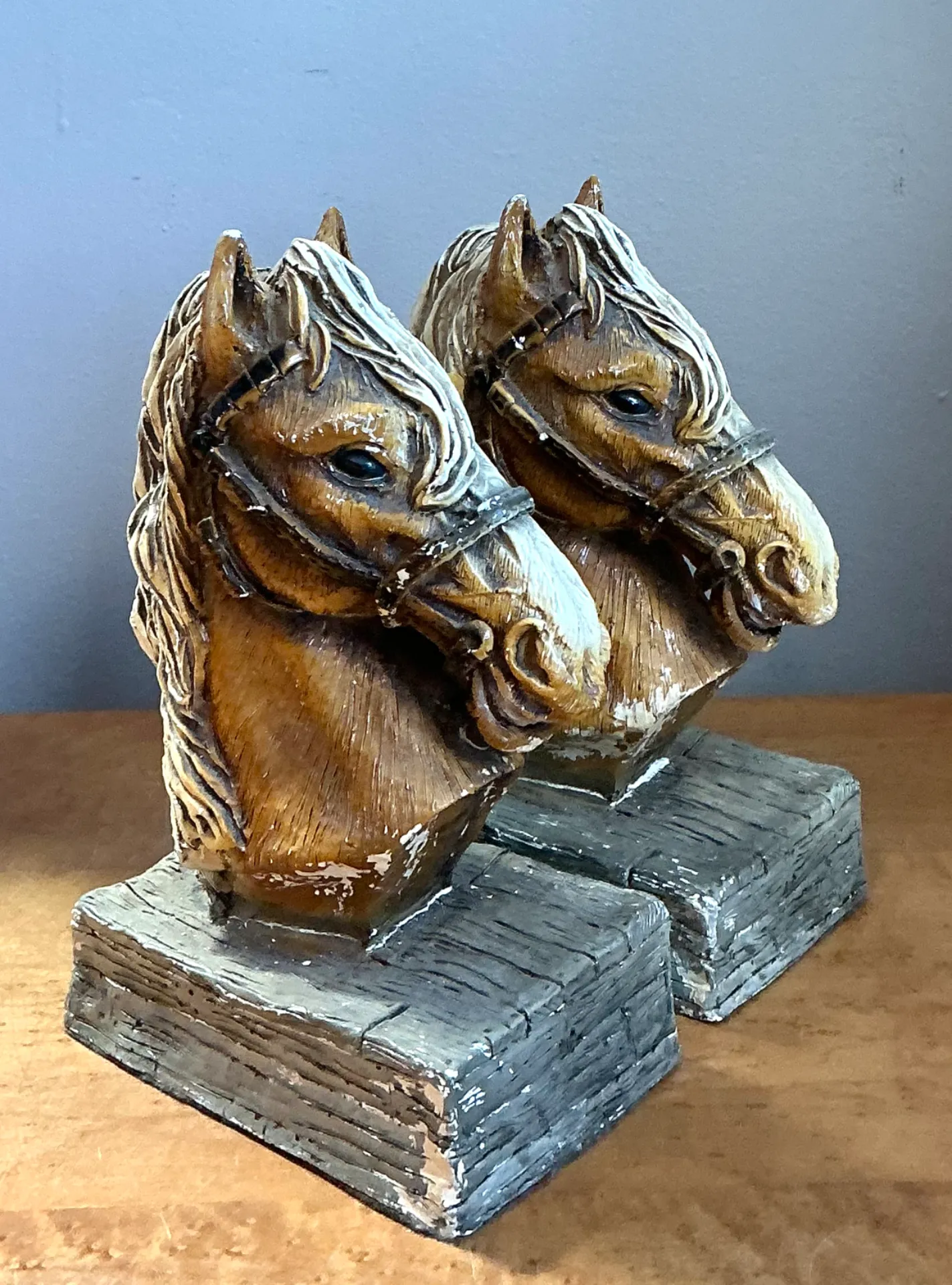 Vintage Horse Head Plaster Bookends - Pair — additional photo 8