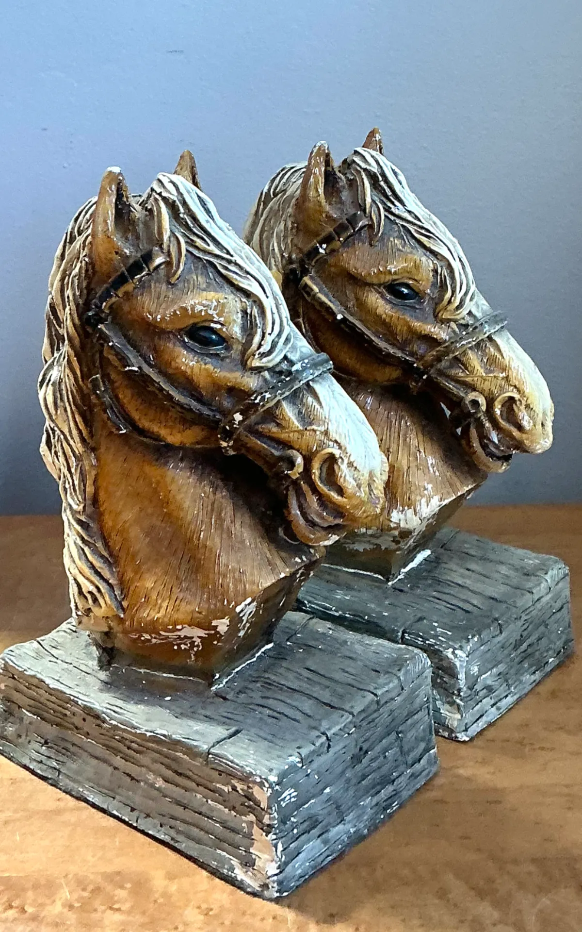 Vintage Horse Head Plaster Bookends - Pair — additional photo 8