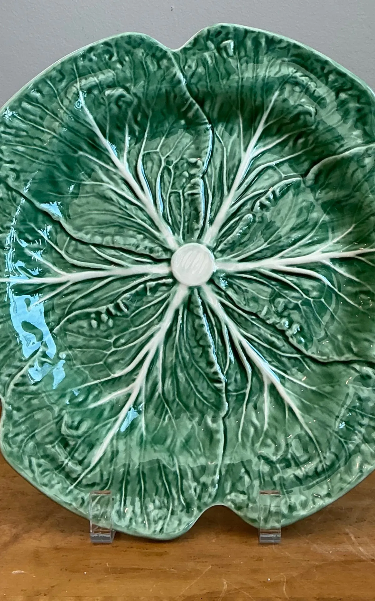 Vintage Bordallo Pinheiro Green Cabbage Leaf Dinner Plates - Set Of Three — additional photo 4