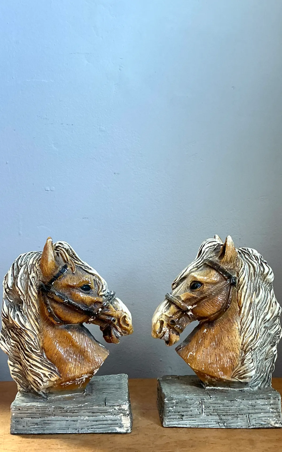 Vintage Horse Head Plaster Bookends - Pair — additional photo 3