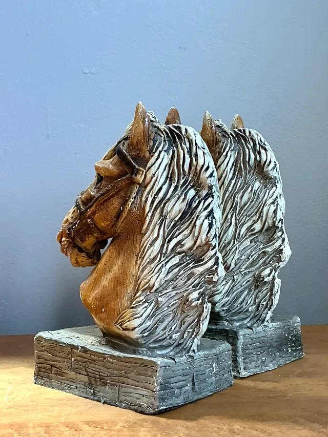 Vintage Horse Head Plaster Bookends - Pair — additional photo 6