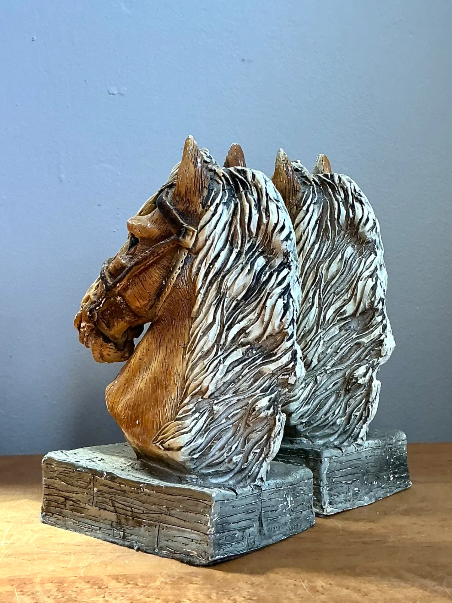 Vintage Horse Head Plaster Bookends - Pair — additional photo 1