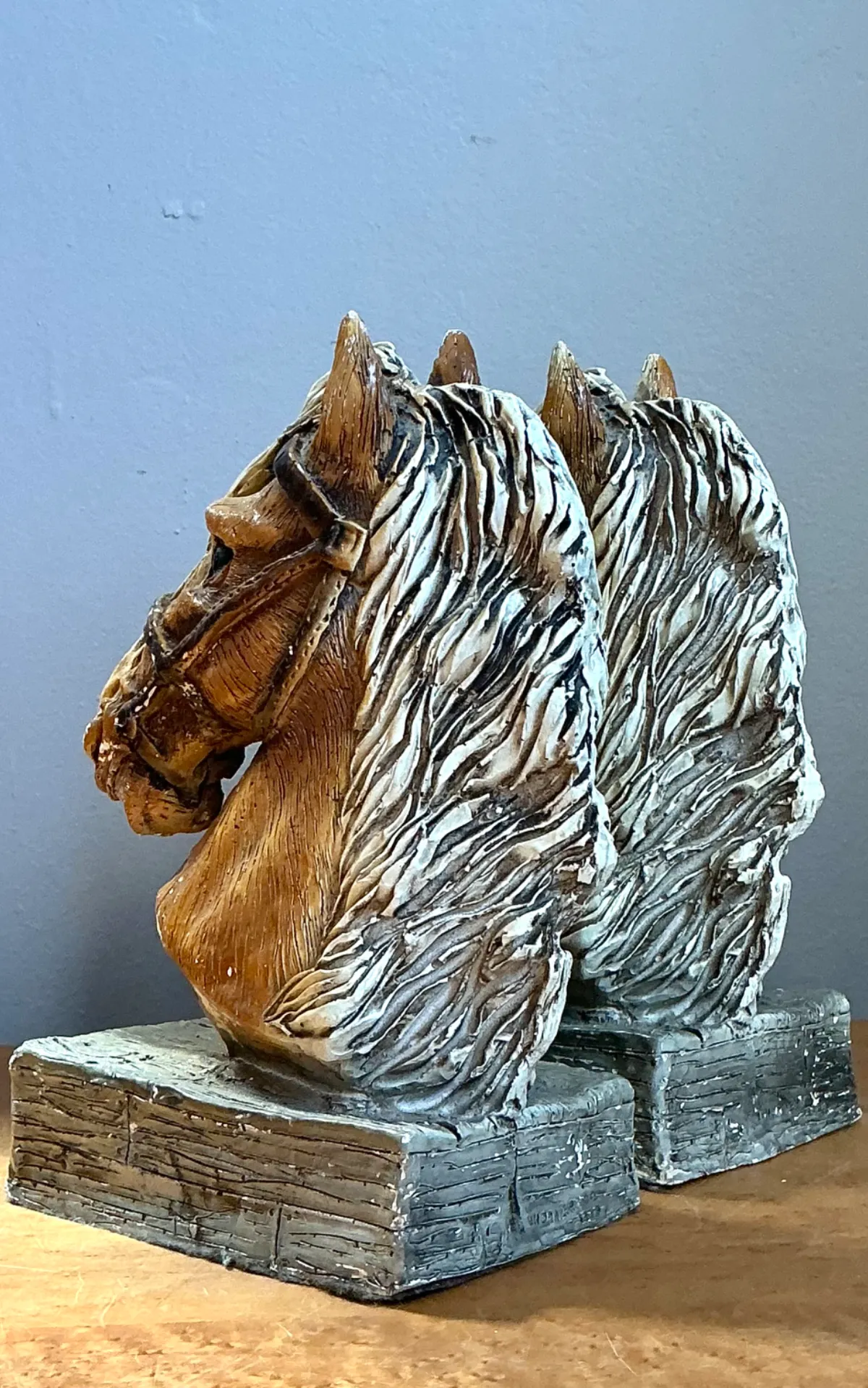 Vintage Horse Head Plaster Bookends - Pair — additional photo 1