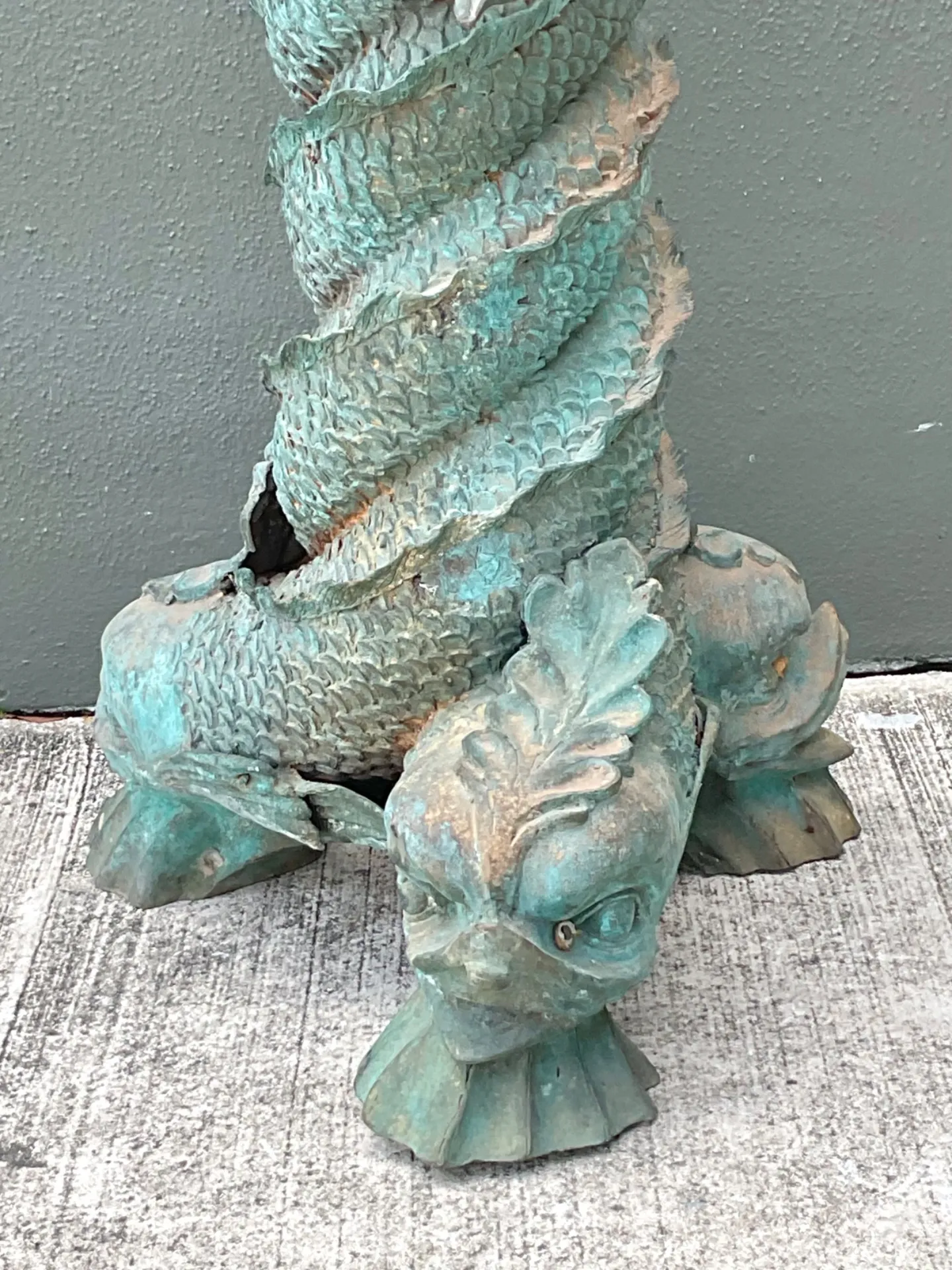 Vintage Patinated Bronze Koi Table Pedestal — additional photo 5