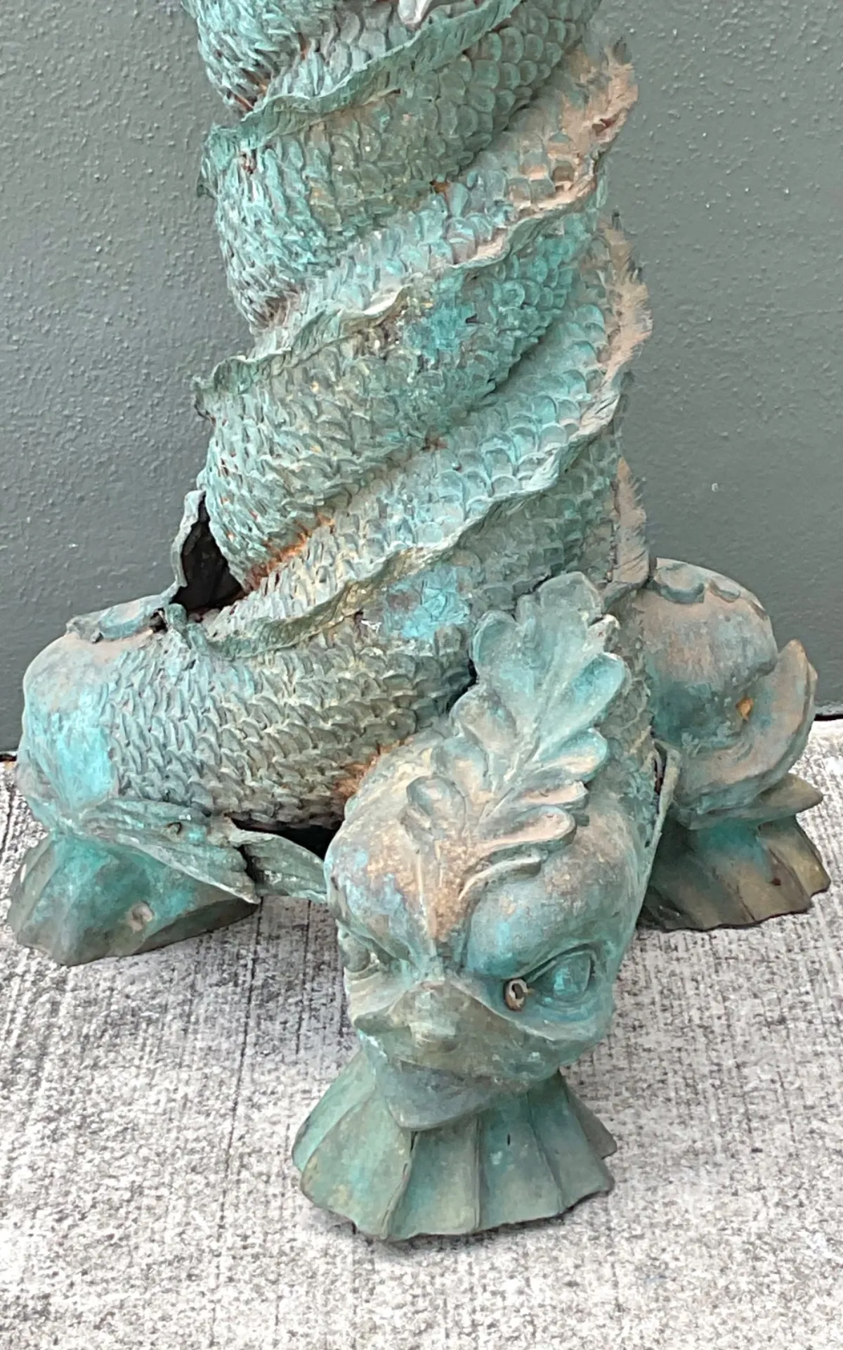 Vintage Patinated Bronze Koi Table Pedestal — additional photo 5