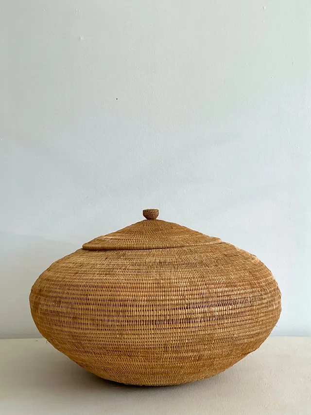 Vintage Natural Fiber Covered Basket — additional photo 4