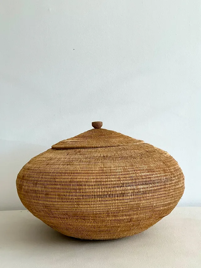 Vintage Natural Fiber Covered Basket — additional photo 5