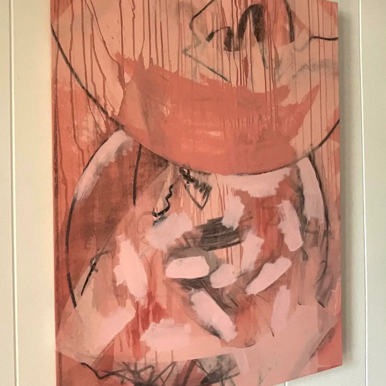 Vintage Signed Abstract Expressionist Pink & Coral Oil Painting — additional photo 8