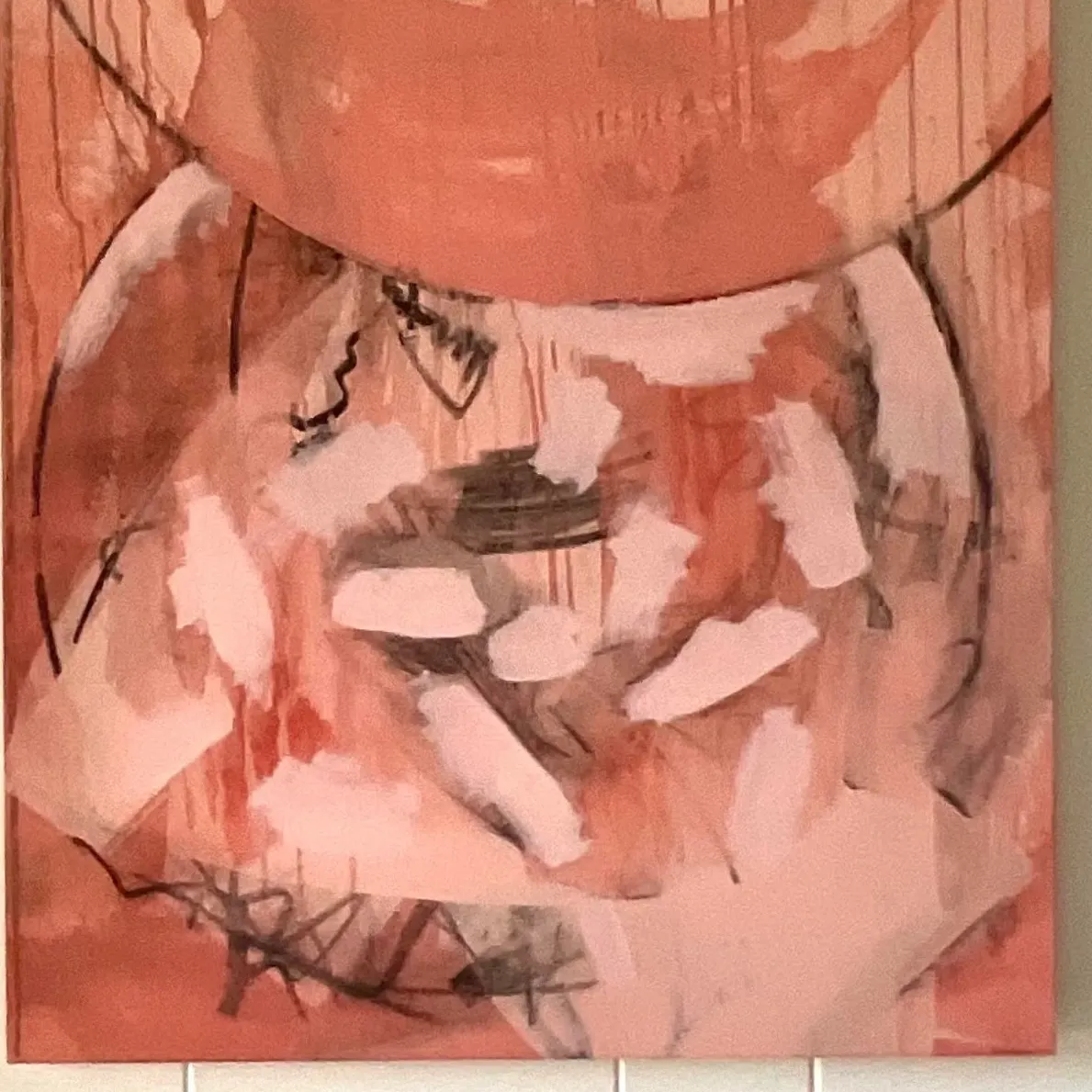 Vintage Signed Abstract Expressionist Pink & Coral Oil Painting — additional photo 7