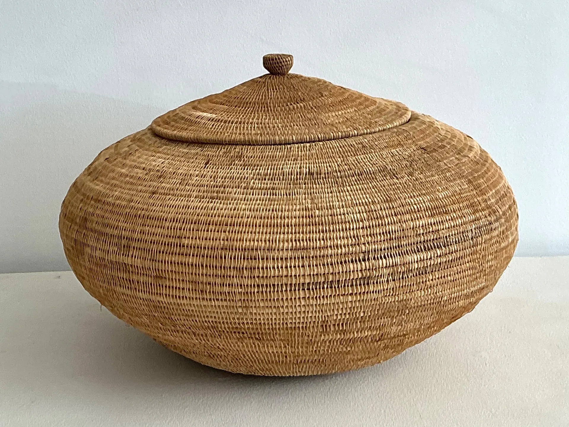 Vintage Natural Fiber Covered Basket — additional photo 1