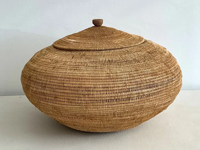 Vintage Natural Fiber Covered Basket — additional photo 1