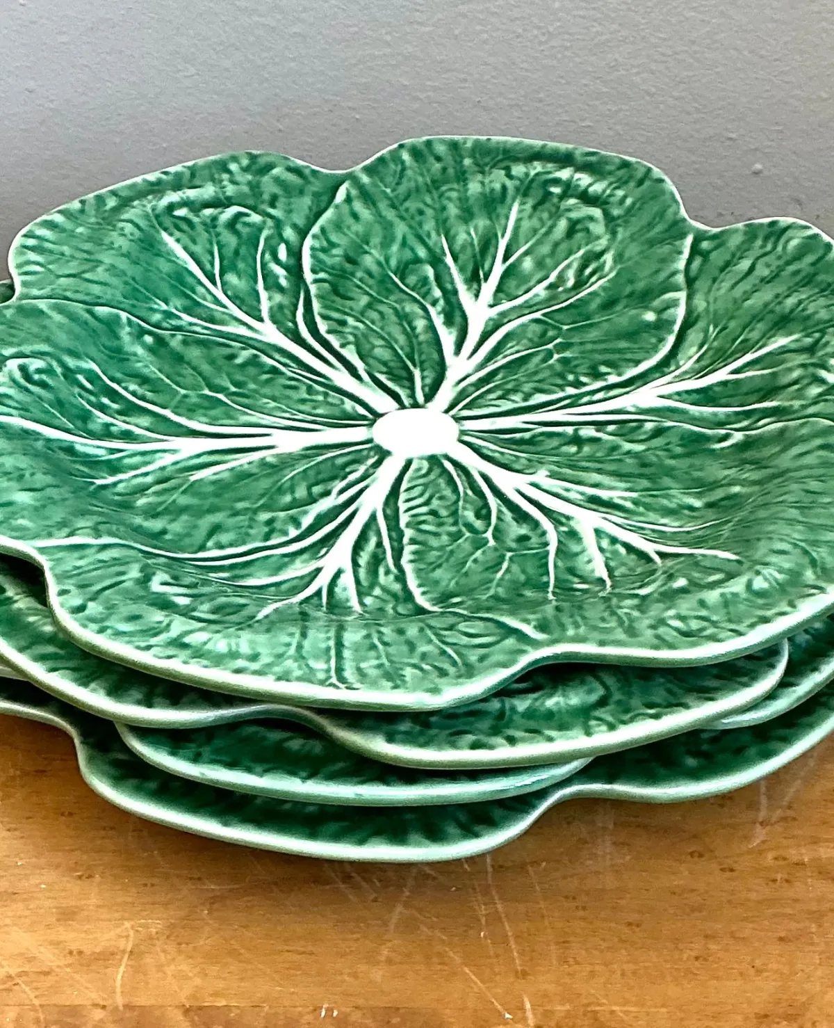 Vintage Bordallo Pinheiro Green Cabbage Leaf Plates - Set of 4 — additional photo 6