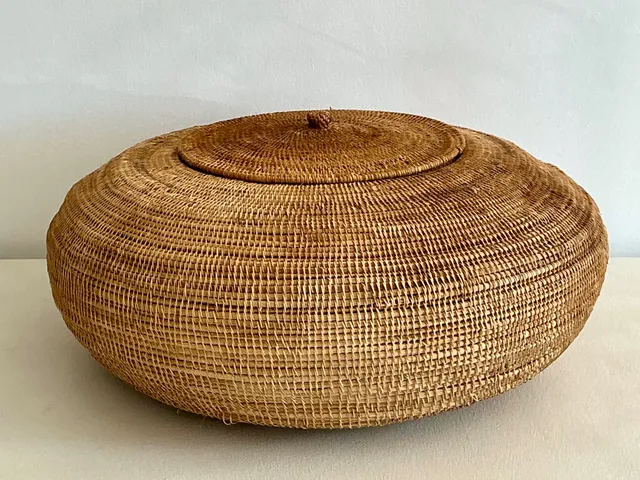 Vintage Woven Natural Fiber Basket — additional photo 1