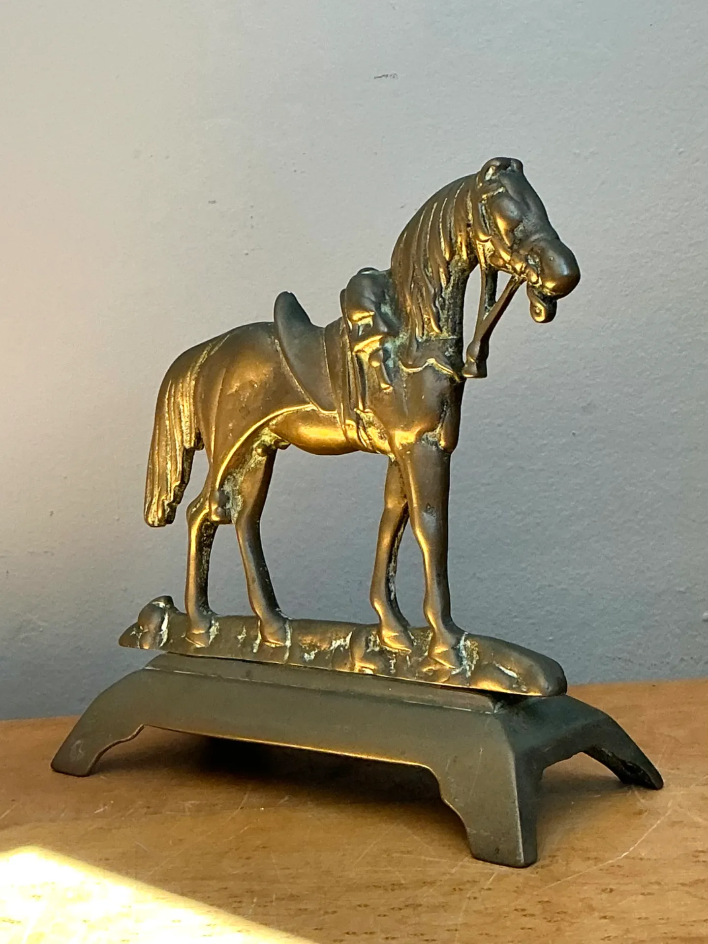 Vintage Brass Horse Door Stop — additional photo 1
